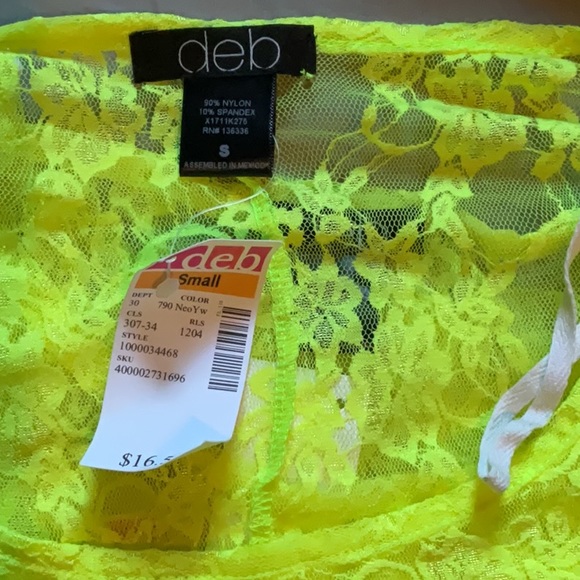 Neon highlighter yellow lace blouse SIZE Large (free gift w/ purchase) - Picture 3 of 3